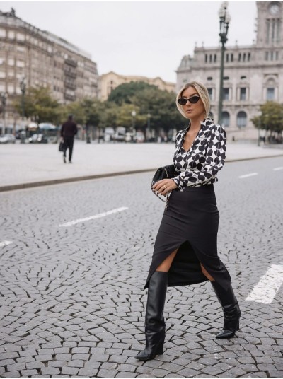 Vestido com parte superior estampada