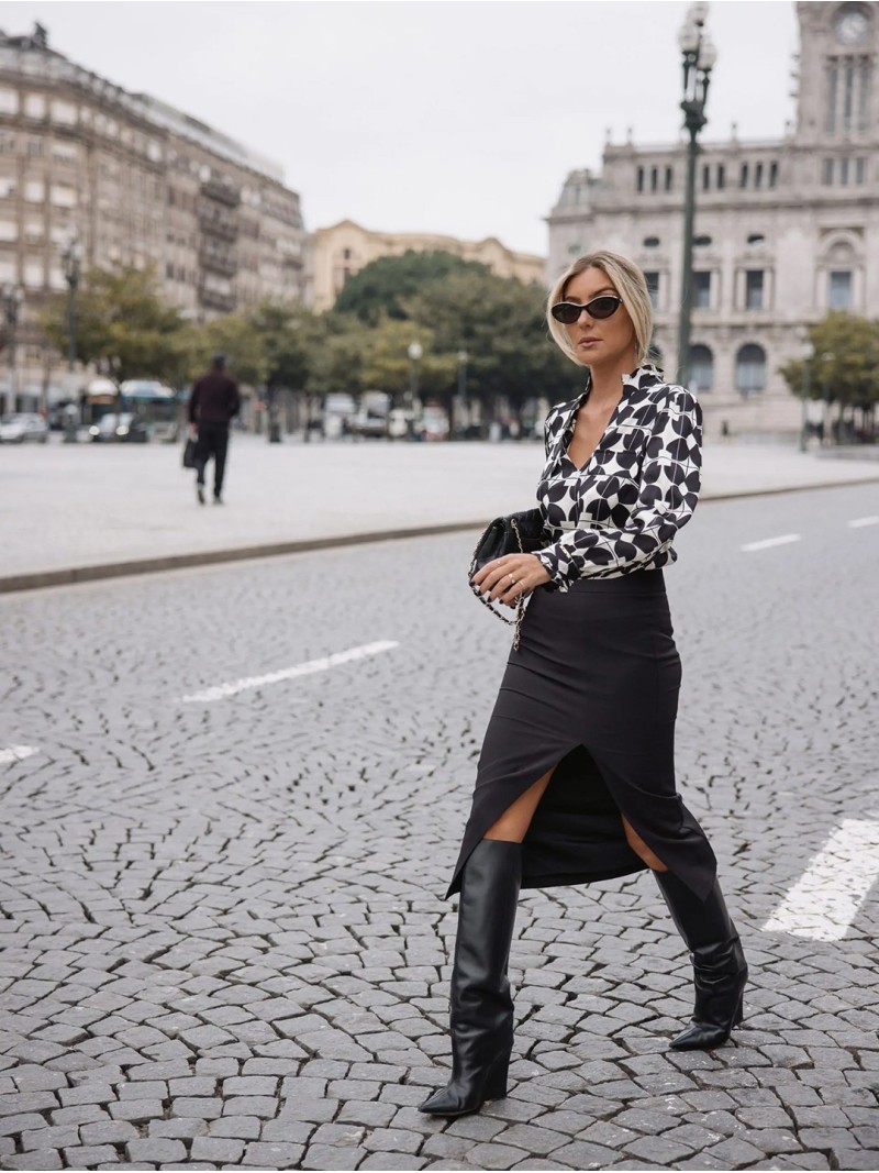 Vestido com parte superior estampada