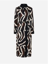 Vestido midi estampado com detalhe de cinto