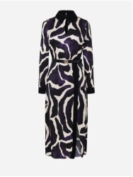 Vestido midi estampado com detalhe de cinto