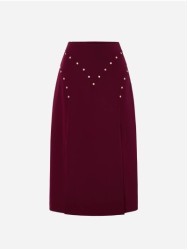 Saia de comprimento midi com detalhe de rebites