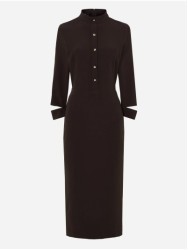 Vestido midi com detalhe de abertura nas mangas
