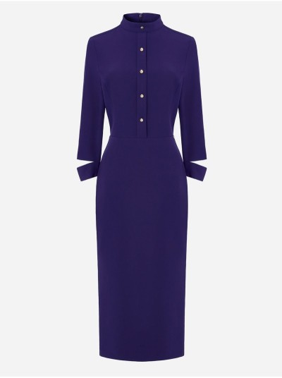 Midi dress with opening detail on the sleeves