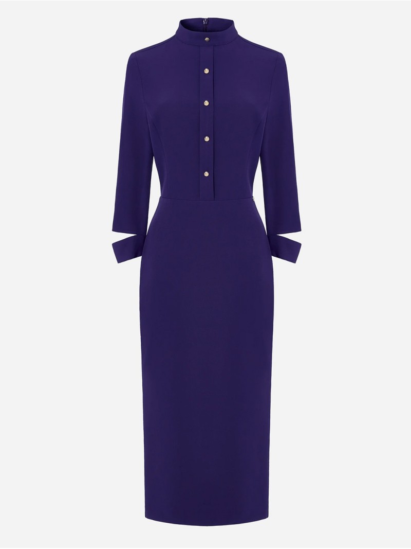 Midi dress with opening detail on the sleeves