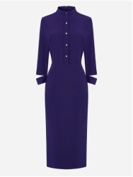 Vestido midi com detalhe de abertura nas mangas