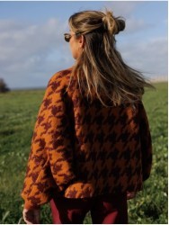 Short oversize coat in fantasy fabric