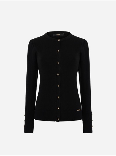 Round neckline jacket with SC metallic buttons