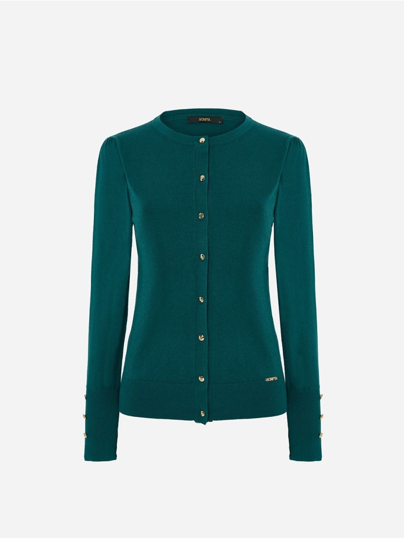 Round neckline jacket with SC metallic buttons