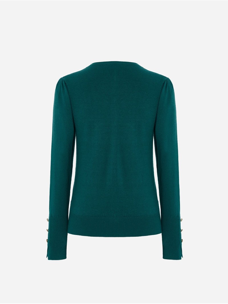 Round neckline jacket with SC metallic buttons