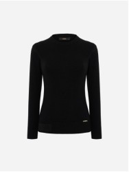 Round neck sweater with monogram rectangle