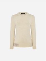 Round neck sweater with monogram rectangle
