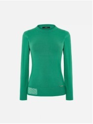 Round neck sweater with monogram rectangle