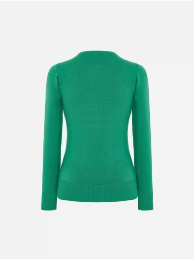 Round neck sweater with monogram rectangle