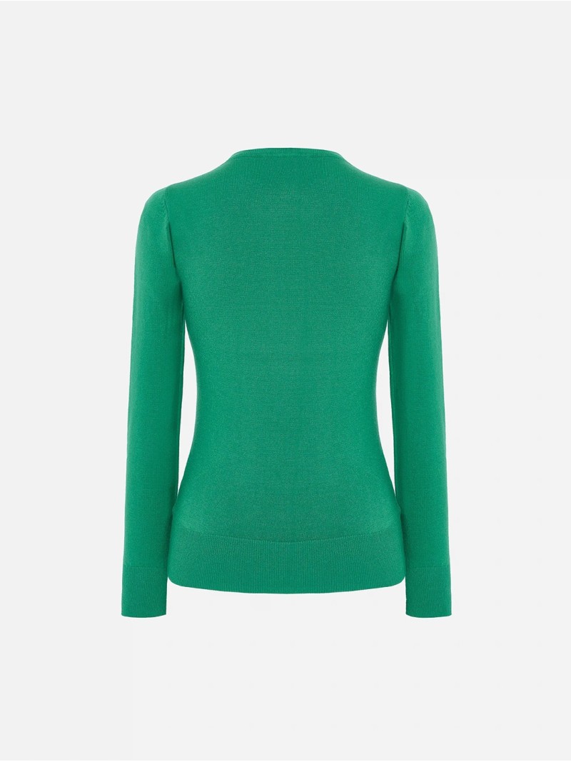 Round neck sweater with monogram rectangle
