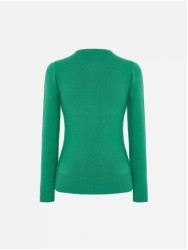 Round neck sweater with monogram rectangle