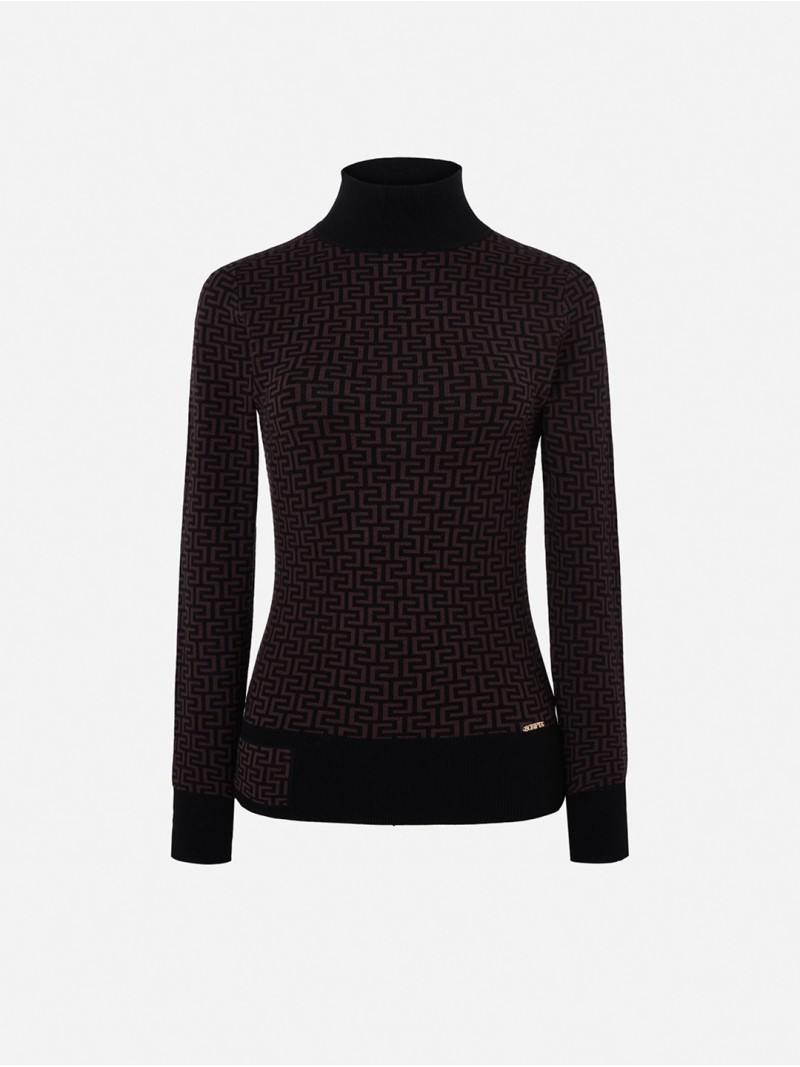 Turtleneck sweater with monogram design