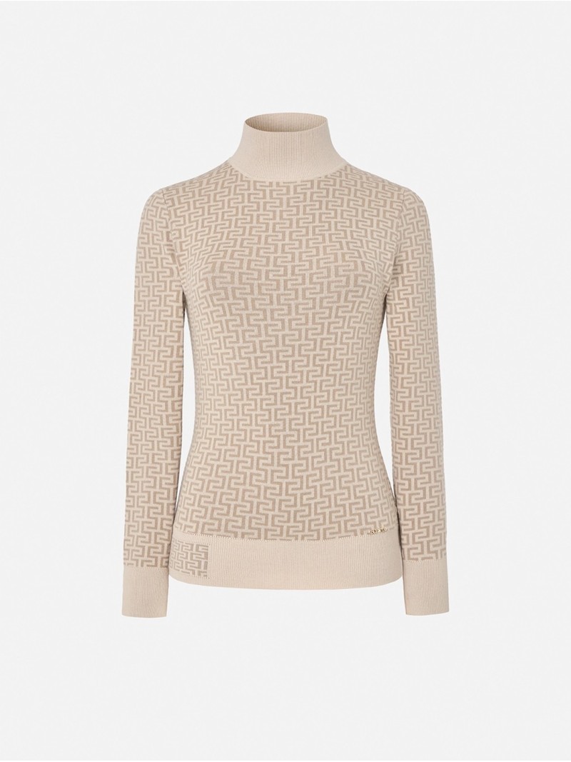 Turtleneck sweater with monogram design