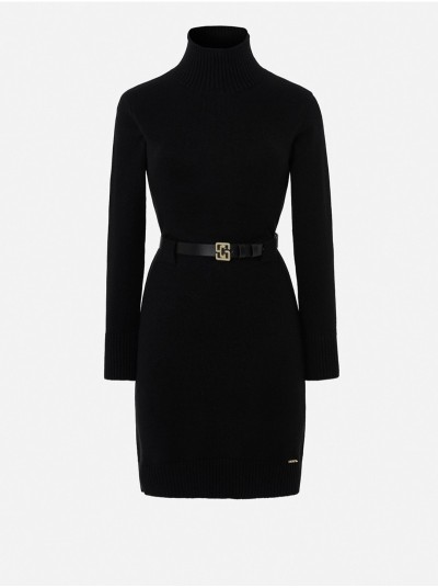 High neck dress with customized belt