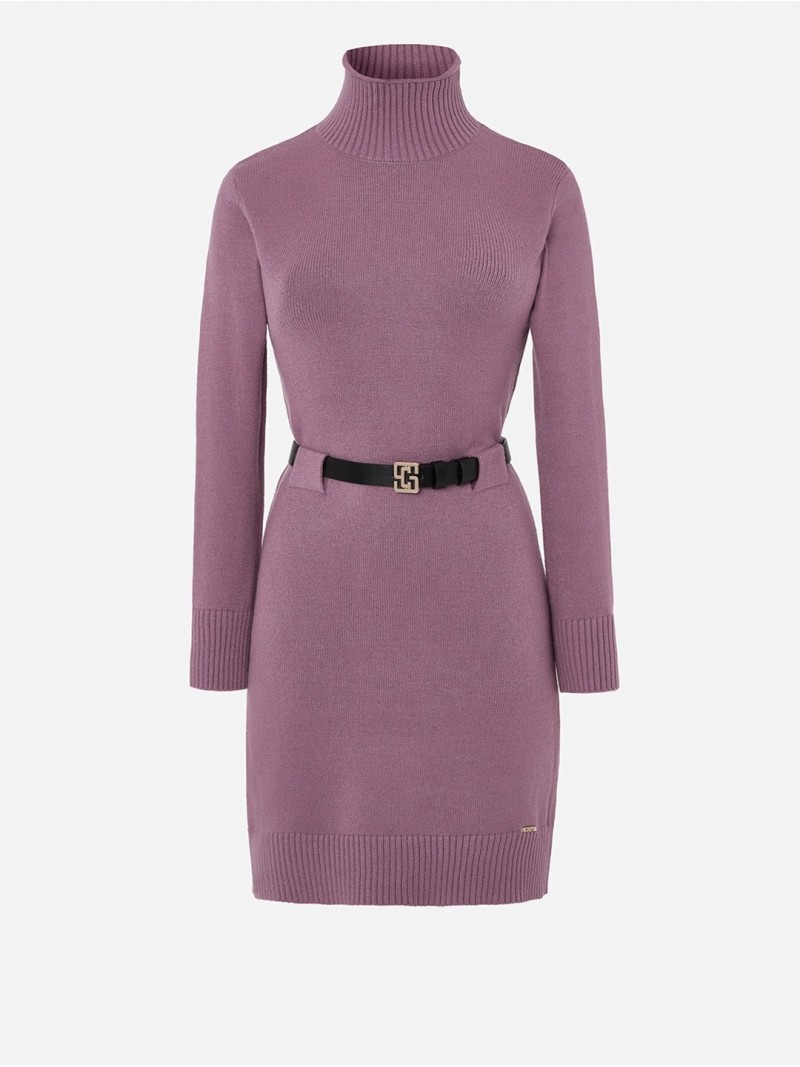 High neck dress with customized belt