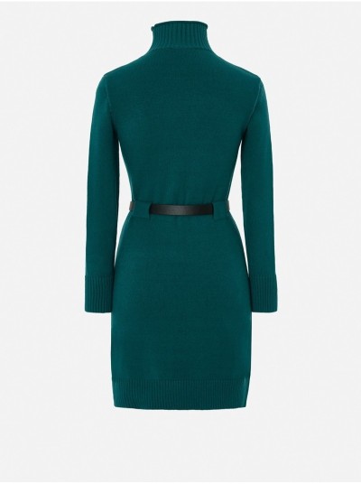 High neck dress with customized belt