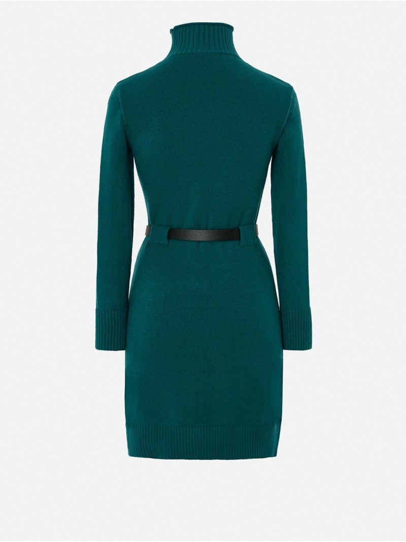 High neck dress with customized belt