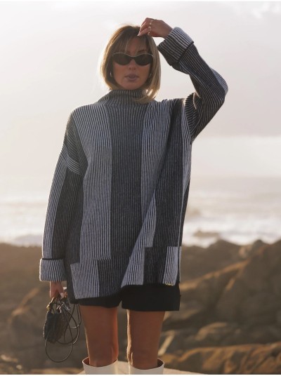Camisola com efeito riscas em contraste