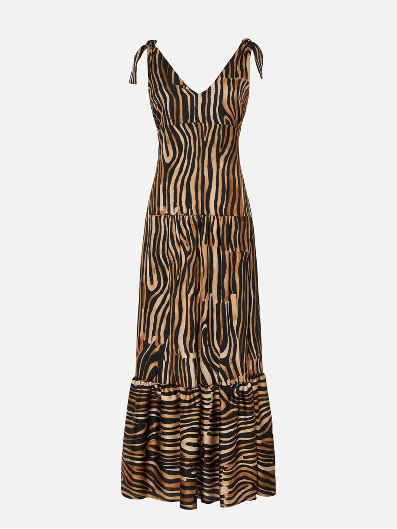 Vestido estampado com detalhes de nó
