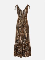 Vestido estampado com detalhes de nó