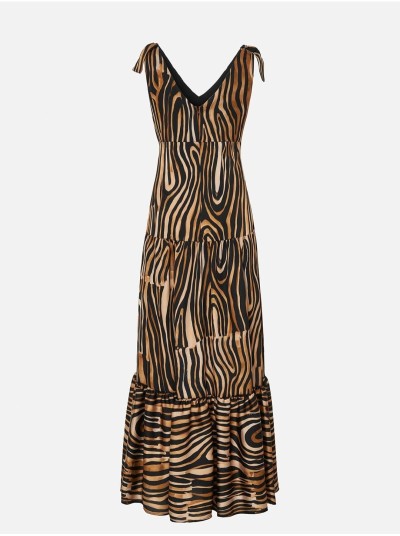 Vestido estampado com detalhes de nó