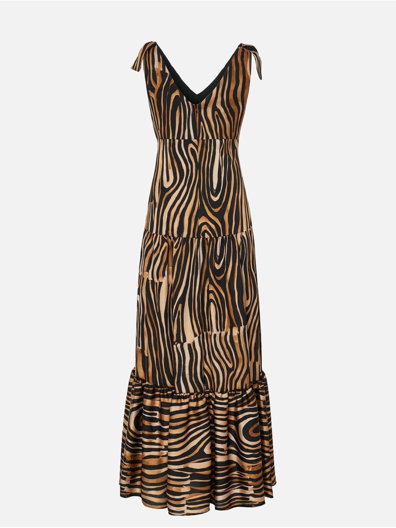Vestido estampado com detalhes de nó