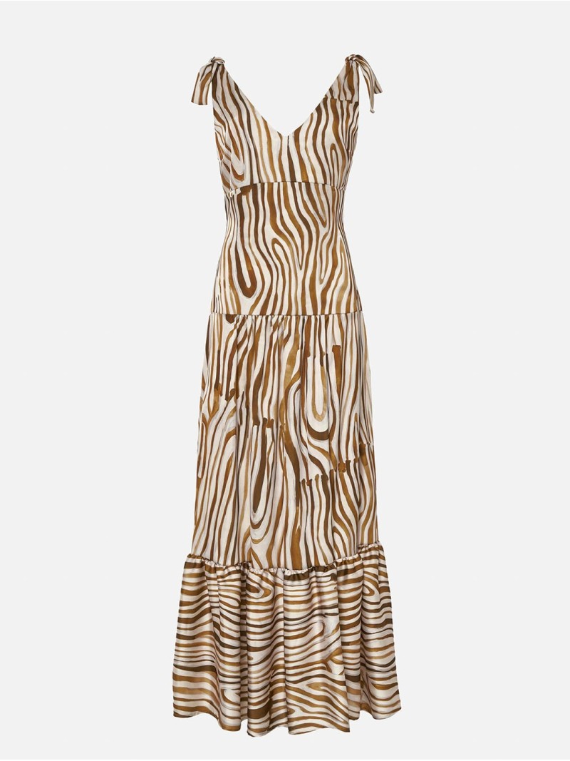 Vestido estampado com detalhes de nó