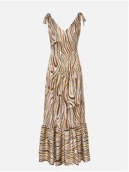 Vestido estampado com detalhes de nó