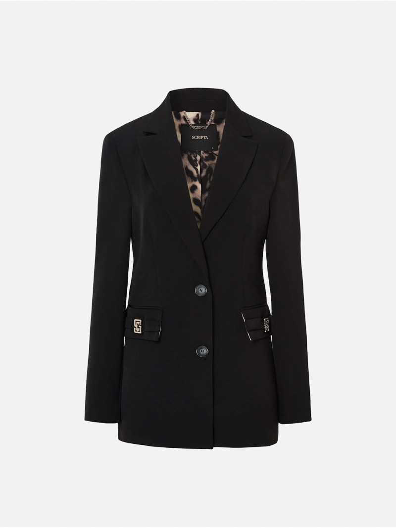 Blazer with custom metallic appliqué details