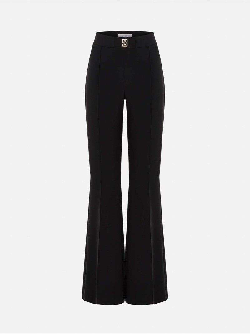 Flared trousers with metallic appliqué details