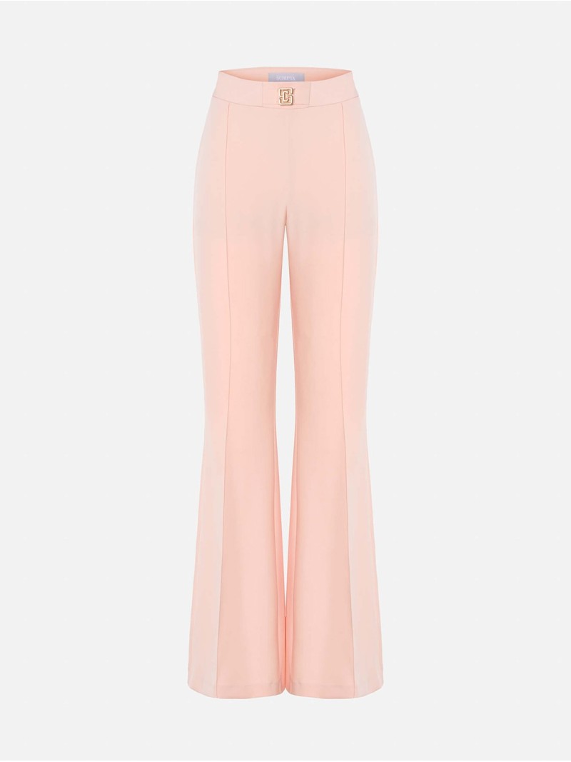 Flared trousers with metallic appliqué details