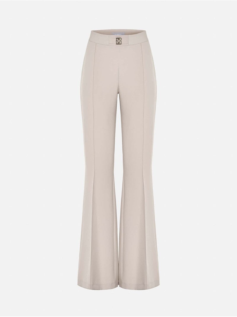 Flared trousers with metallic appliqué details