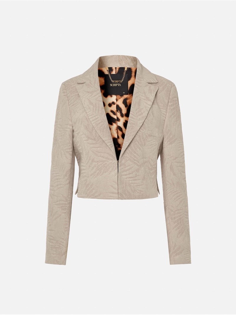 Blazer curto com colarinho de abas