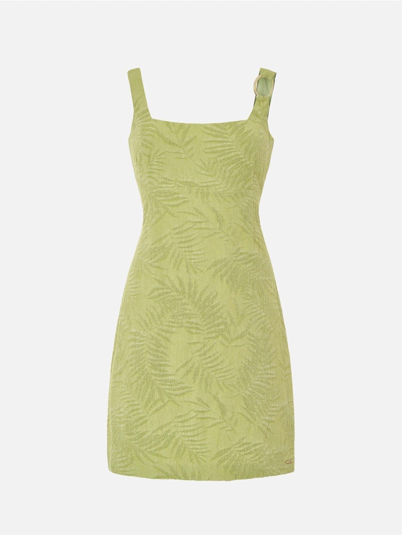 Vestido curto com detalhe de aplicação na alça