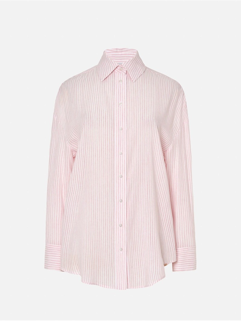 Blusa fluída em tecido riscado