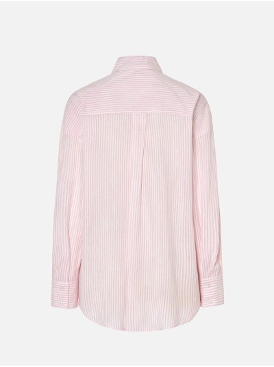 Blusa fluída em tecido riscado