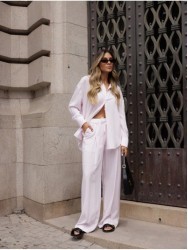 Printed pants with elastic waistband