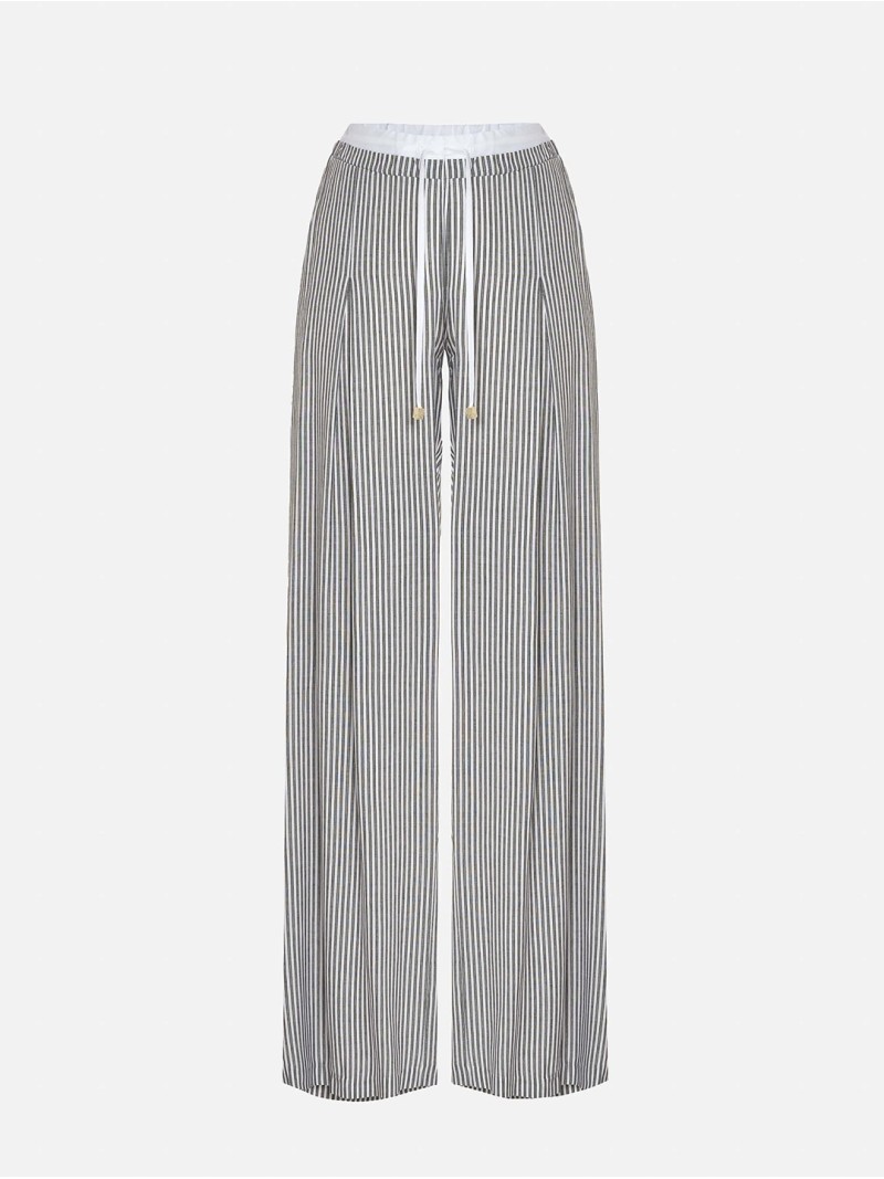 Printed pants with elastic waistband