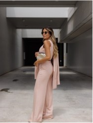 Straight-cut pants in fantasy fabric