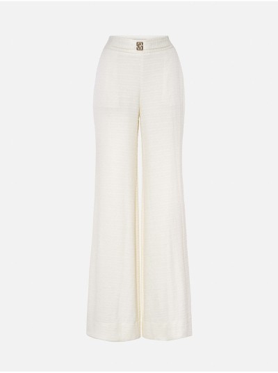 Straight-cut pants in fantasy fabric