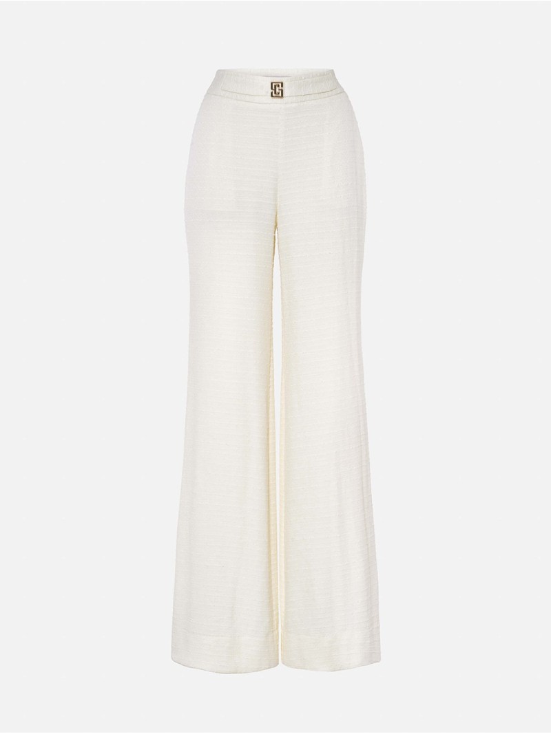 Straight-cut pants in fantasy fabric