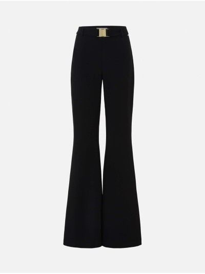 Flared trousers with a metallic belt