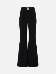 Flared trousers with a metallic belt