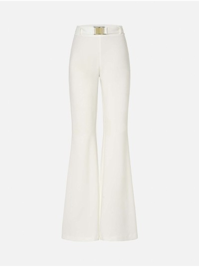 Flared trousers with a metallic belt