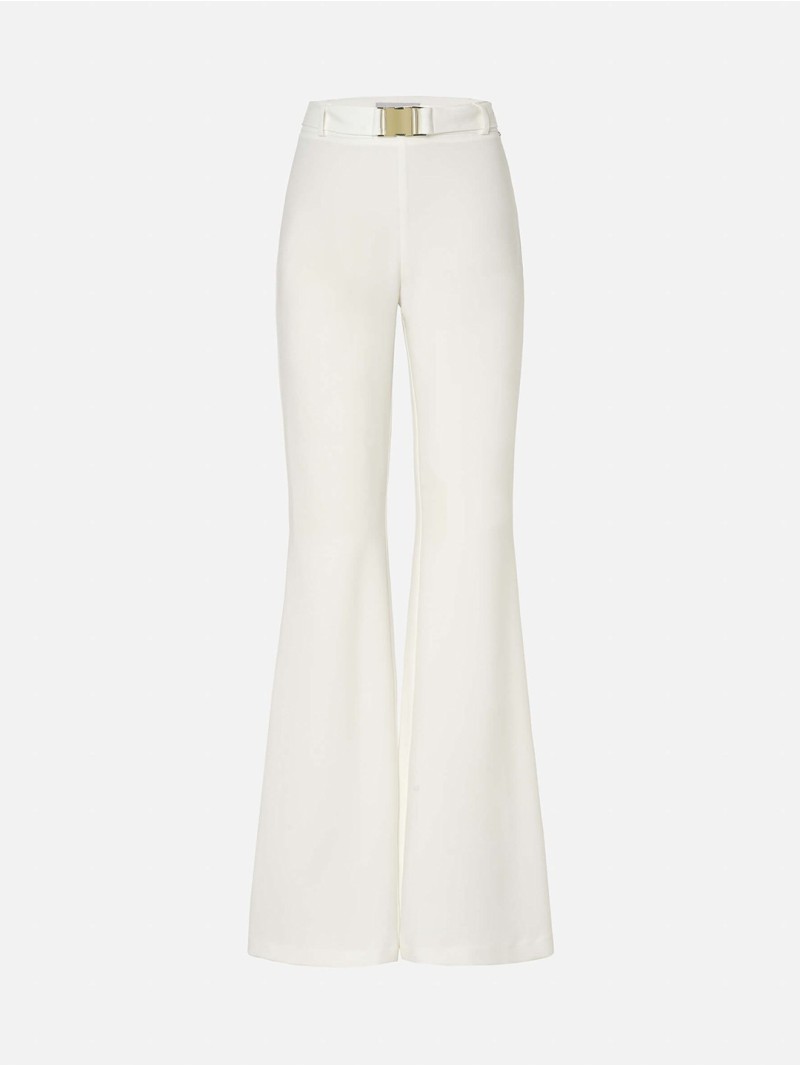 Flared trousers with a metallic belt