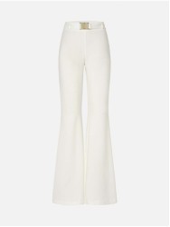Flared trousers with a metallic belt